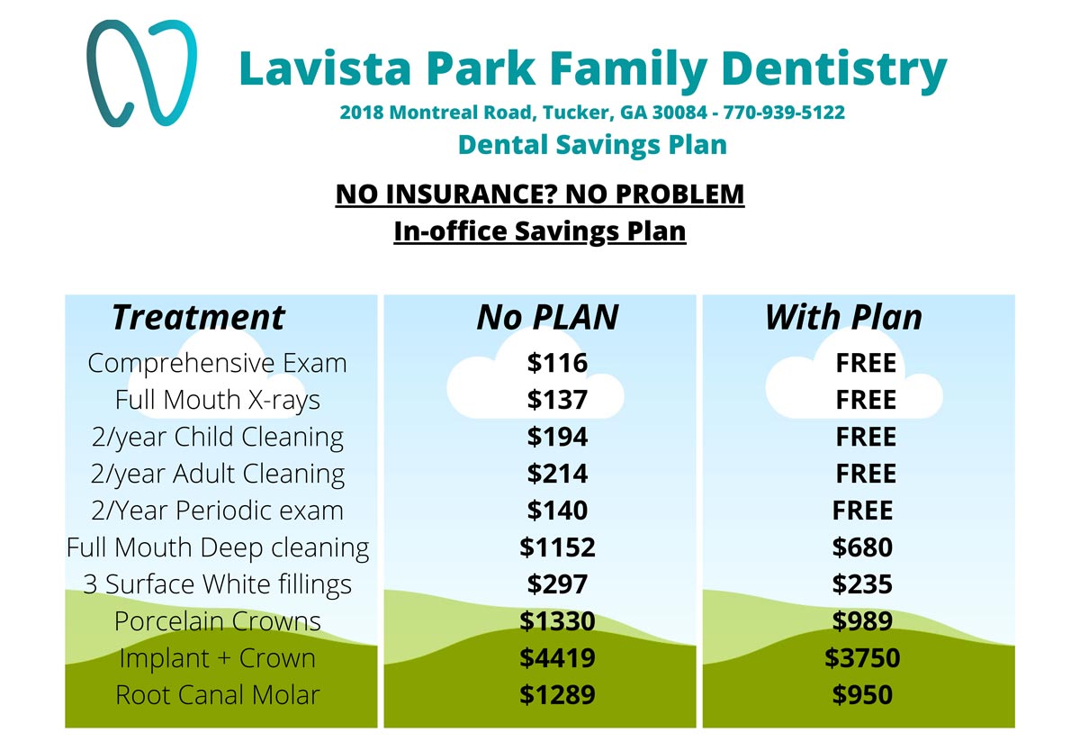 InHouse Dental Savings Plan Lavista Park Family Dentistry